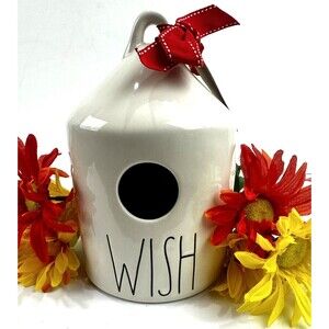 New Rae Dunn Artisan Collection By Magenta WISH Birdhouse White Black